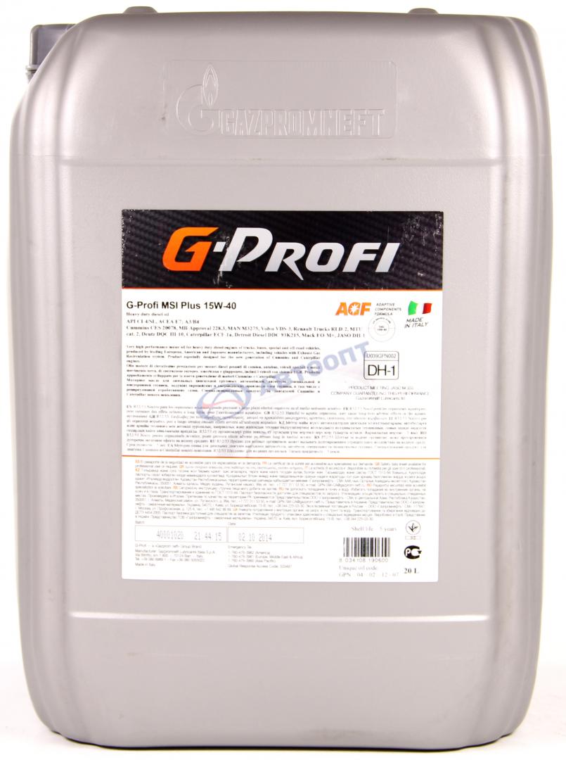 Масло моторное G-Profi MSI Plus 15W40 [SLCI-4] минеральное 20л