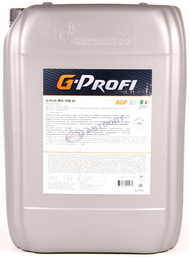 Масло моторное G-Profi MSI 10W40 [SLCI-4] полусинтетическое 20л