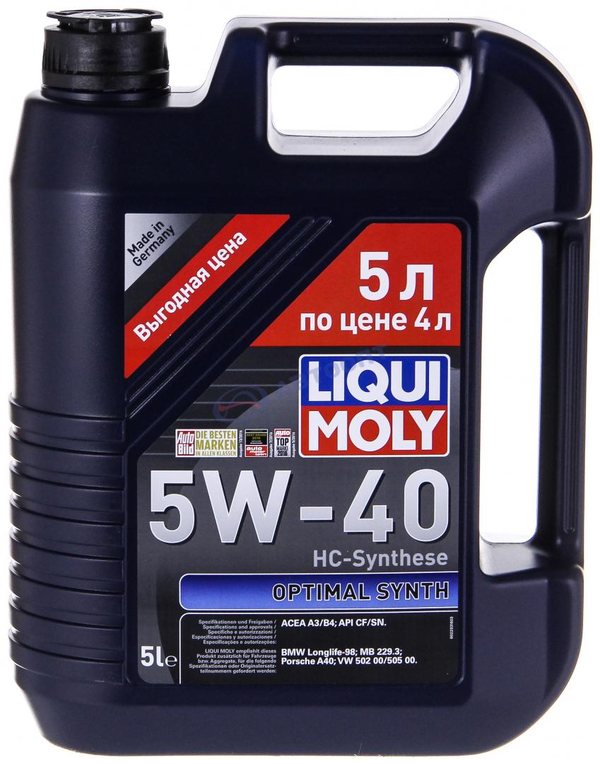 Масло моторное Liqui Moly Optimal synth 5W40 [SNCF] синтетическое (гидрокрекинг) 5л