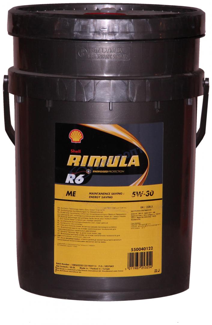 Масло моторное Shell Rimula R6 ME 5W30 [CF] синтетическое 20л (бидон)