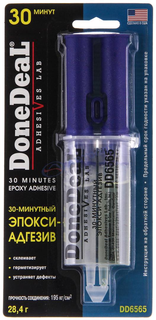Эпокси-адгезив 30-ти мин., 2-х компон. прозрачный в шприце (DD6565) 28г DoneDeal (США)