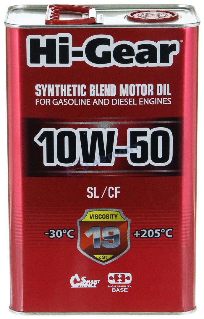 Масло моторное Hi-Gear 10W50 [SLCF] полусинтетическое 4л (металлическая канистра)
