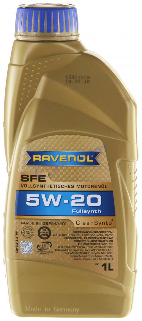 Масло моторное Ravenol SFE 5W20 [SN,SMGF-5] синтетическое 1л