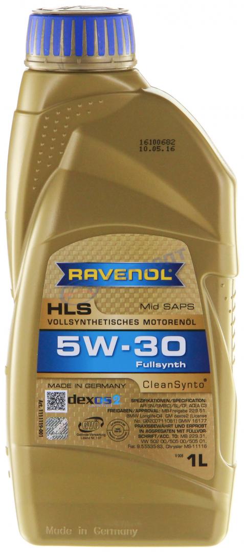 Масло моторное Ravenol HLS 5W30 [SL,SN,SMCF] синтетическое 1л