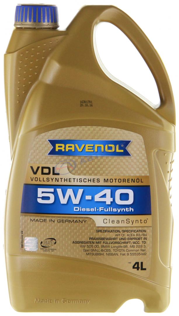 Масло моторное Ravenol VDL 5W40 [SL,SMCF] синтетическое 4л