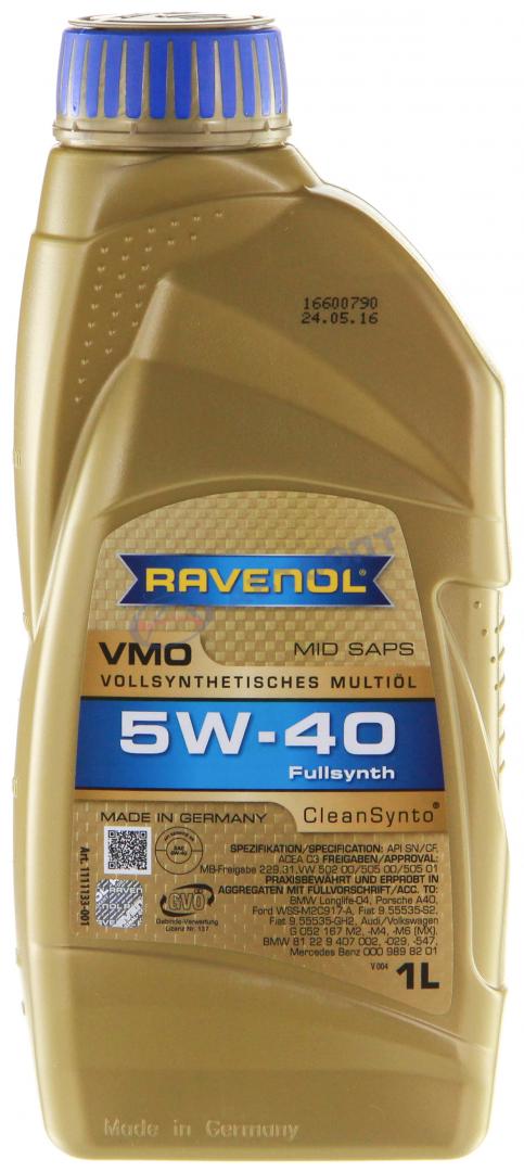 Масло моторное Ravenol VMO 5W40 [SMCF] синтетическое 1л