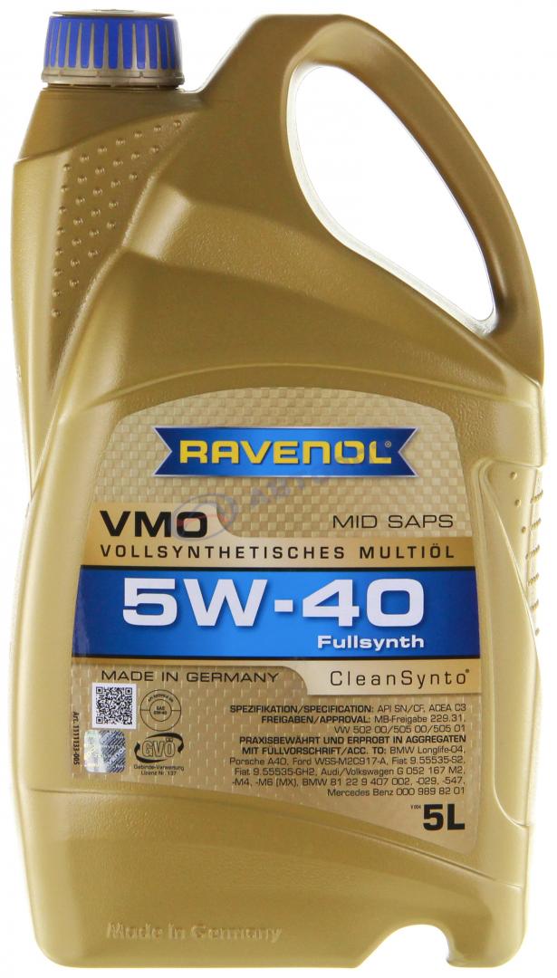 Масло моторное Ravenol VMO 5W40 [SMCF] синтетическое 5л