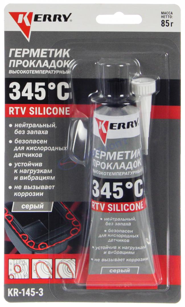 Герметик - прокладок высокотемпературный нейтральный серый RTV SILICONE (KR-145-3) 85 г KERRY