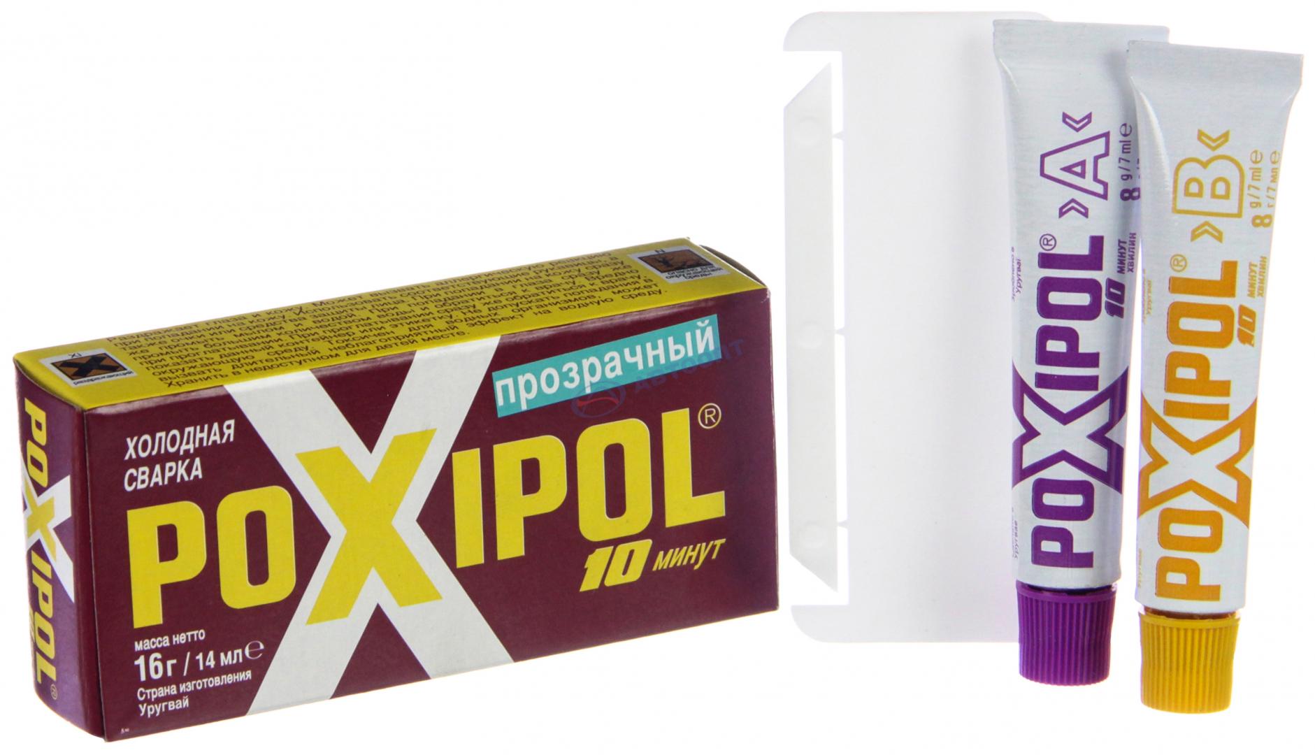 Клей POXIPOL эпоксидный прозрачный, двухкомпонент, высокопрочный 14г (сварка холодная) (ST02079) POXIPOL (Уругвай)