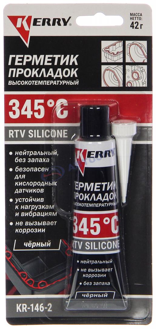 Герметик - прокладок высокотемпературный нейтральный черный RTV SILICONE (KR-146-2) 42 г KERRY