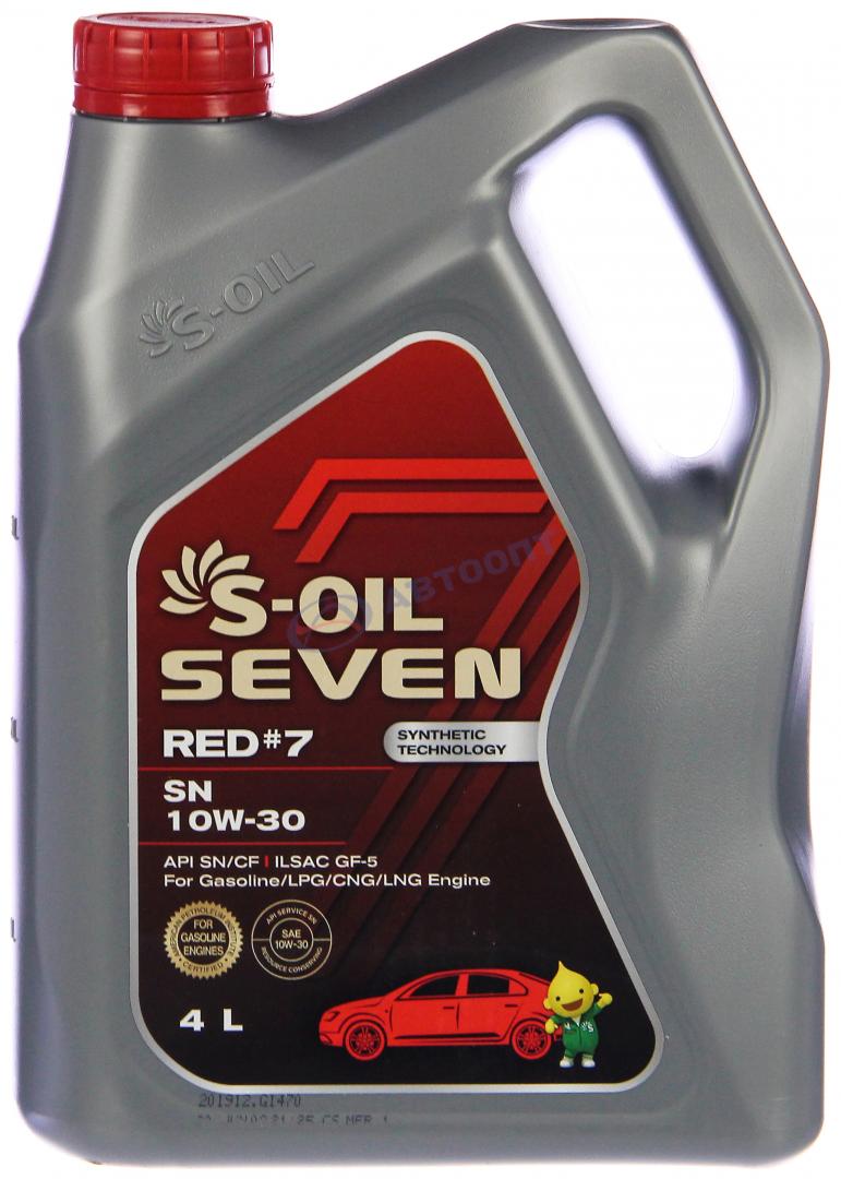 Масло моторное S-OIL 7 Red 10W30 [SNCFGF-5] полусинтетическое 4л
