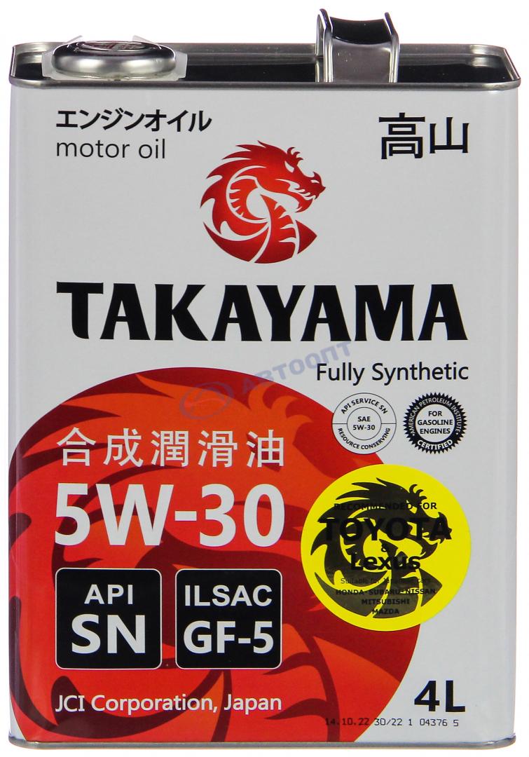 Масло моторное Takayama 5W30 [SNGF-5] синтетическое 4л (металлическая канистра)