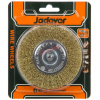 Щетка метал. для ДРЕЛИ (со шпилькой) d100мм, ПЛОСКАЯ, мягкая, блистер (JDCE4402) "JADEVER"