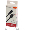 Шнур USB Type-C, 1м, 3А, 36Вт черный силикон  (931-609) "BY"
