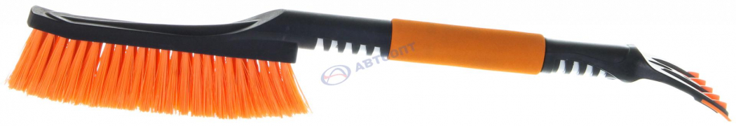 Щетка для снега со скребком, 61см, KS-61-O/KS-61-B (распушенная, мягкая ручка, оранжевая/синяя) "KS"