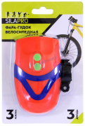 Фара велосипедная 3 LED, 3 режима, питание от батарей 3хААА, пластик (2 цвета) + ГУДОК (195-019) "SILAPRO"