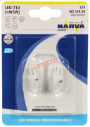 Светодиод без цоколя (белый) 12V (W2,1-9,5d) LED Т10, 6000K, Range Performance LED White (поворот, габариты) "NARVA"