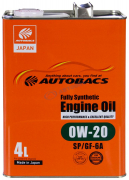 Масло моторное Autobacs ENGINE OIL FS  0W20 [SP/GF-6A] синтетическое 4л (металлическая канистра)