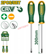 Отвертки (набор   2 предмета: шлиц. + крест) SL6,5*300мм, PH2*300мм, CR-V (JDSS1402) "JADEVER"