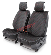 Накидка передняя сиденье (2 шт.) Черный ромб алькантара (CUS-1012 BK/BK) "CAR PERFORMANCE"