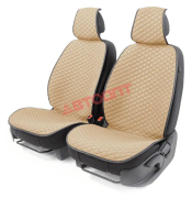 Накидка передняя сиденье (2 шт.) Бежевый ромб лён (CUS-1032 BE) "CAR PERFORMANCE"