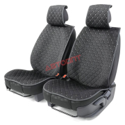 Накидка передняя сиденье (2 шт.) Черный/серый ромб алькантара (CUS-1012 BK/GY) "CAR PERFORMANCE"