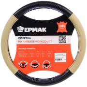 Оплетка M экокожа, со вставками "Карбон", чёрно-бежевый (708-433) "ЕРМАК"