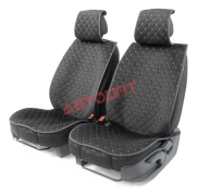 Накидка передняя сиденье (2 шт.) Черный/бежевый ромб алькантара (CUS-1012 BK/BE) "CAR PERFORMANCE"