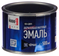 Эмаль ремонтная "Чёрная матовая 1К "   KU-43011  500 мл   "KUDO"  (г.Москва)