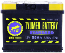 Аккумулятор Тюменский лось Стандарт 55Ач [Европейский/Обратная полярность] 500A 