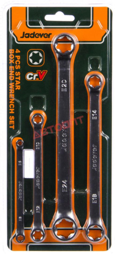 Набор ключей накидных TORX (4 предм.), блистер (E6-E24мм) (JDFR2404) "JADEVER"