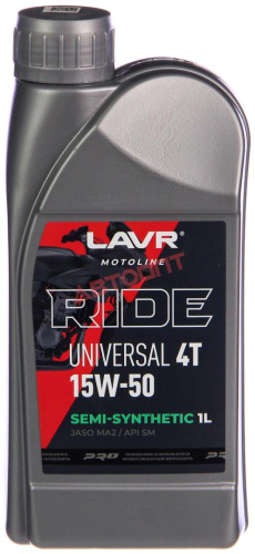 Масло моторное LAVR MOTO RIDE UNIVERSAL 4Т 15W-50 SM 1 л  (Ln7739)