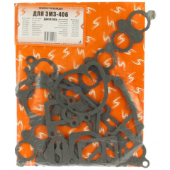 Комплект прокладок на двигатель 406 Волга, Модель-3302 (0,4 паронит) (16 шт) 