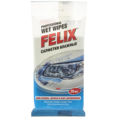 Салфетки влажные "FELIX" для стекол, зеркал 20 шт. "Тосол-Синтез" (г.Дзержинск)