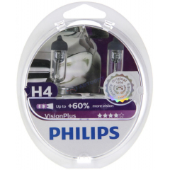 Лампа H4 12V 60/55W P43t VisionPlus+60% (2шт) (12342VPS2) "PHILIPS"