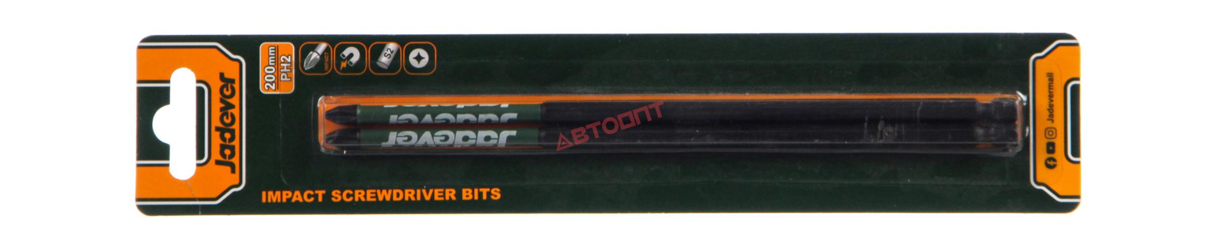 Бита  PH2x200мм (2шт), ударная, блистер (JDSV5K65) "JADEVER"