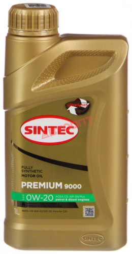 SINTEC PREMIUM 9000 0W20 (синт) API SN plus, ACEA C5 (600134) 1л (РОССИЯ)