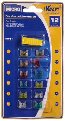 Предохранители в блистере (серия MICRO 12 шт) (KT 870016) "KRAFT"