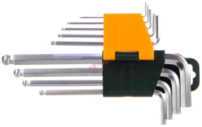 Набор шестигранников (блистер) 1,5-10мм, (9шт) удлин. с шаром, на пластик. держателе (JDHK2291) "JADEVER"