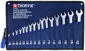 Набор ключей рожково-накидных (16 предм.) 6-24мм в сумке (CWS0016)  "THORVIK" (Тайвань)