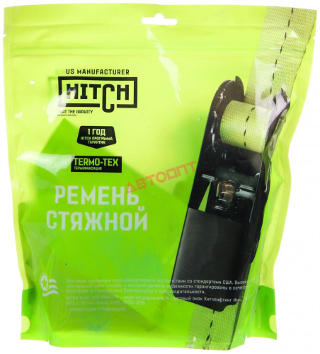 Стяжка для груза 10 м (25 мм, 1 тонна, лента+ механизма, 100:1000:10) 2шт, в пакете (SZ067693) "HITCH REGULAR"