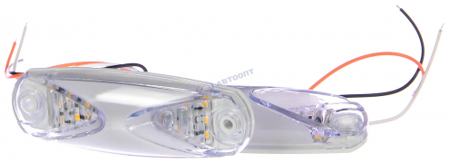 Фонарь габаритный ГРУЗОВОЙ "Х стекло" диодный белый (на прицеп, телегу)  (LED) 12-24V (18 LED)