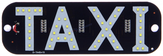 Знак "ТАКСИ-ШАШКИ" в салон, светодиод БЕЛЫЙ (штекер удлинённый) (DP-157) "PF"
