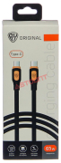 Шнур USB Type-C, 1м, 3А, черно-оранжевый, БЫСТРАЯ ЗАРЯДКА PD 65W (931-535) "BY"