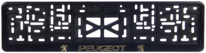 Рамка номерного знака с защелкой золото (112/1-PT-з) "PEUGEOT" (г.Новосибирск)