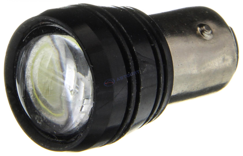 Светодиод с цоколем (белый) 12V (BAY15d) 21/5W (1 HIGH POWER), мощн (2-конт.) (габарит, стоп-сигнал)